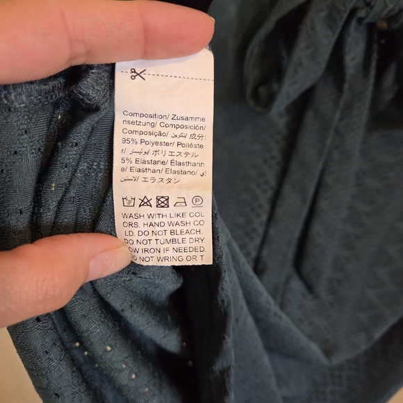 Shein Frenchy Contrast Lace Tie Back Dark Green Blouse Size Medium Summer Spring - Picture 7 of 8